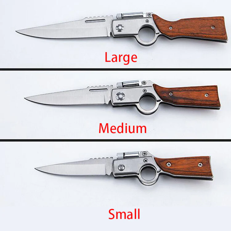 AK47  Folding Knife with Light Colored Wood Textured Pocket knives - Image 7