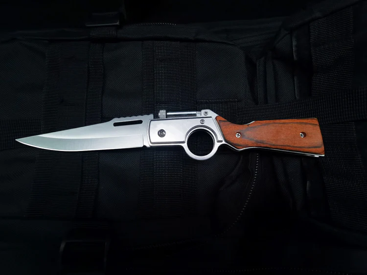AK47  Folding Knife with Light Colored Wood Textured Pocket knives - Image 8
