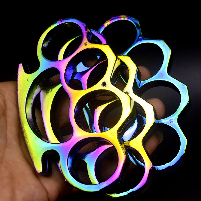 Beautiful Color Metal Brass Knuckle Duster Thickened Four Finger Tiger Fist Buckle Outdoor Camping Safety Defense Pocket EDC Tool - Image 2