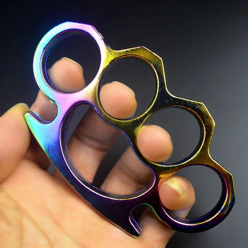 Beautiful Color Metal Brass Knuckle Duster Thickened Four Finger Tiger Fist Buckle Outdoor Camping Safety Defense Pocket EDC Tool - Image 9