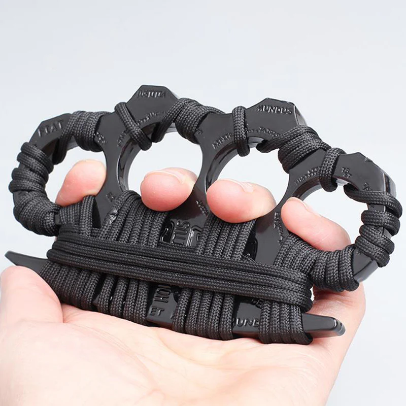 Thickened Metal Solid Brass Knuckles Duster Boxing Training Four Finger Buckle Fitness Broken Window Combat Protective Gear - Image 3