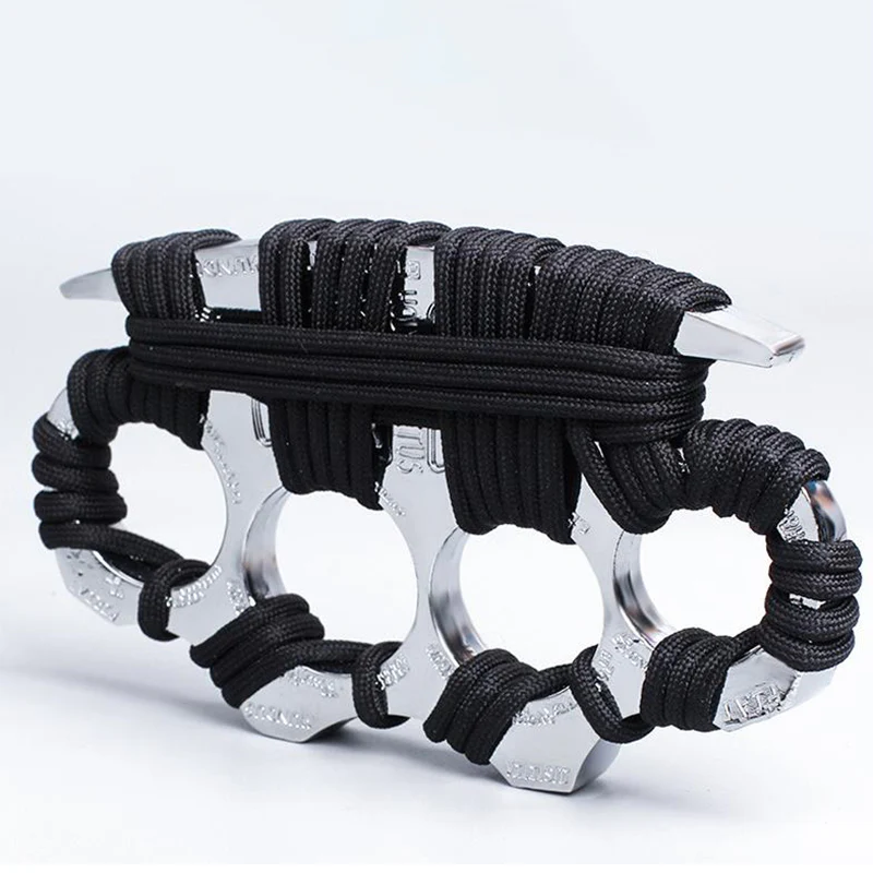 Thickened Metal Solid Brass Knuckles Duster Boxing Training Four Finger Buckle Fitness Broken Window Combat Protective Gear - Image 4