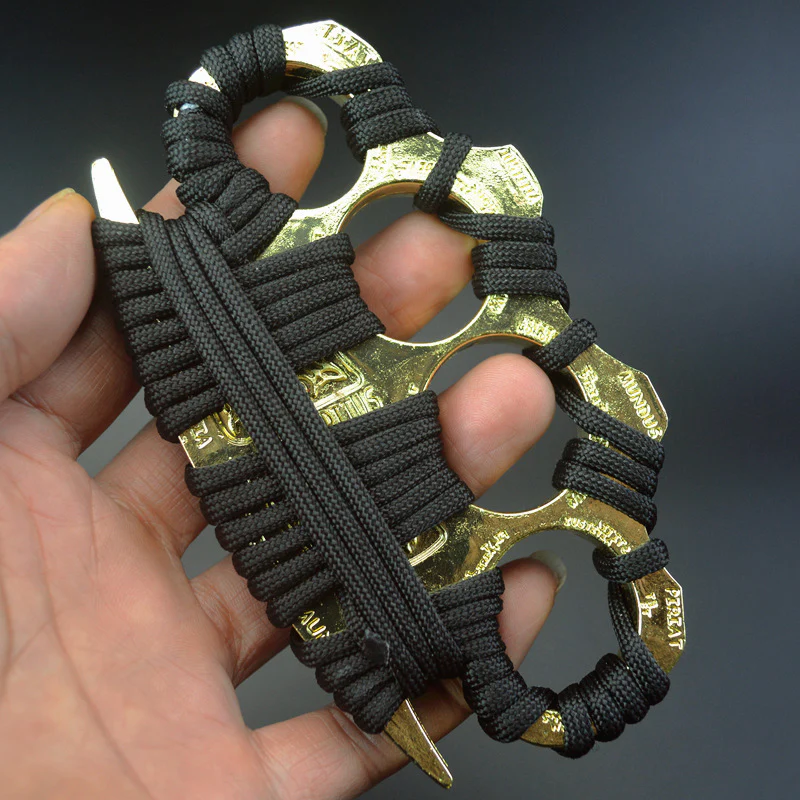 Thickened Metal Solid Brass Knuckles Duster Boxing Training Four Finger Buckle Fitness Broken Window Combat Protective Gear - Image 6