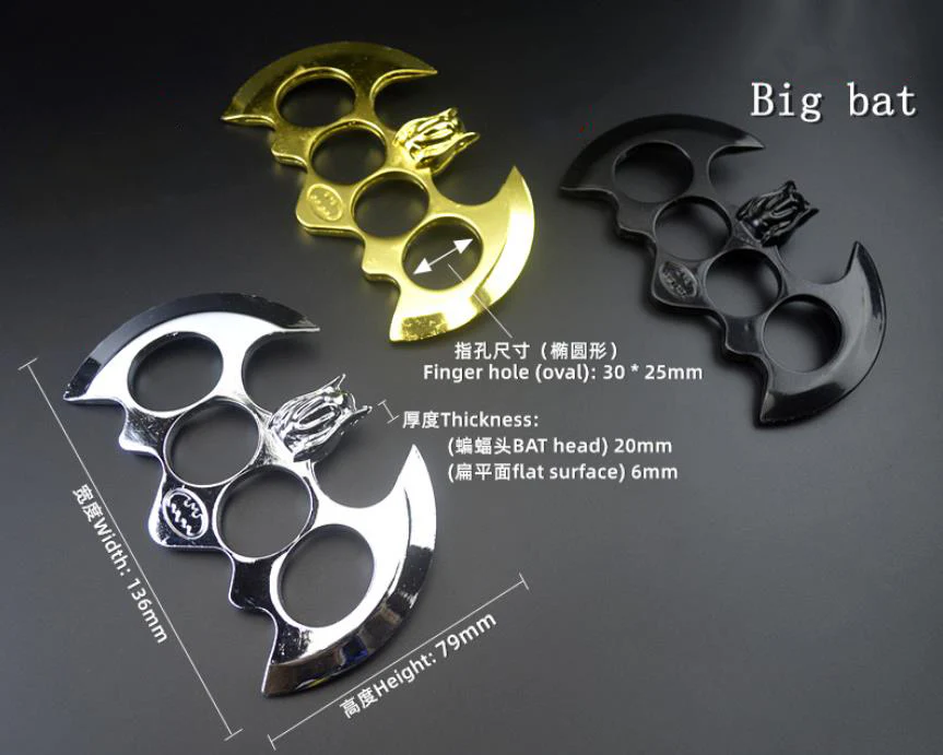 Big Bat Fist Buckle Metal Brass Knuckle Duster Four Finger Tiger Outdoor Camping Safety Defense Pocket EDC Tool - Image 4