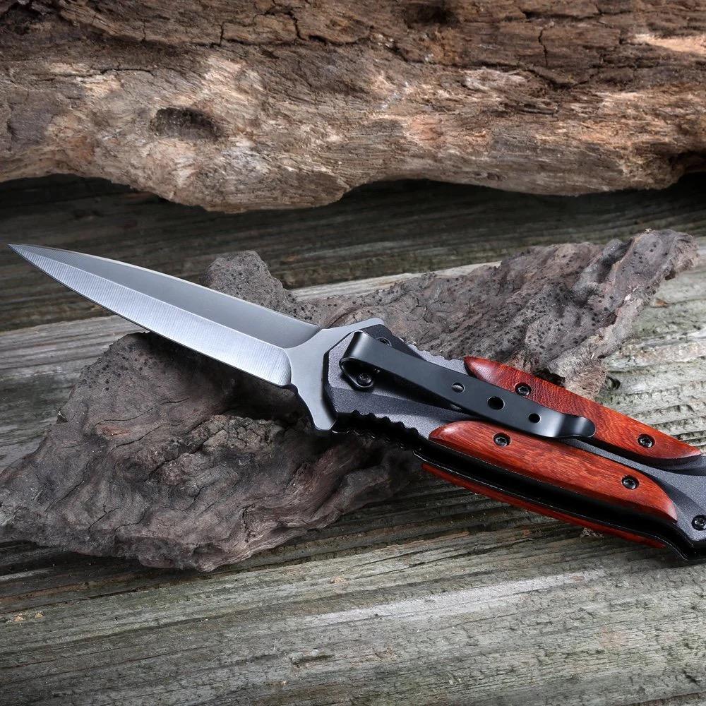 BM Wooden Handle Folding Knife Outdoor Camping Pocket Knives - Image 6