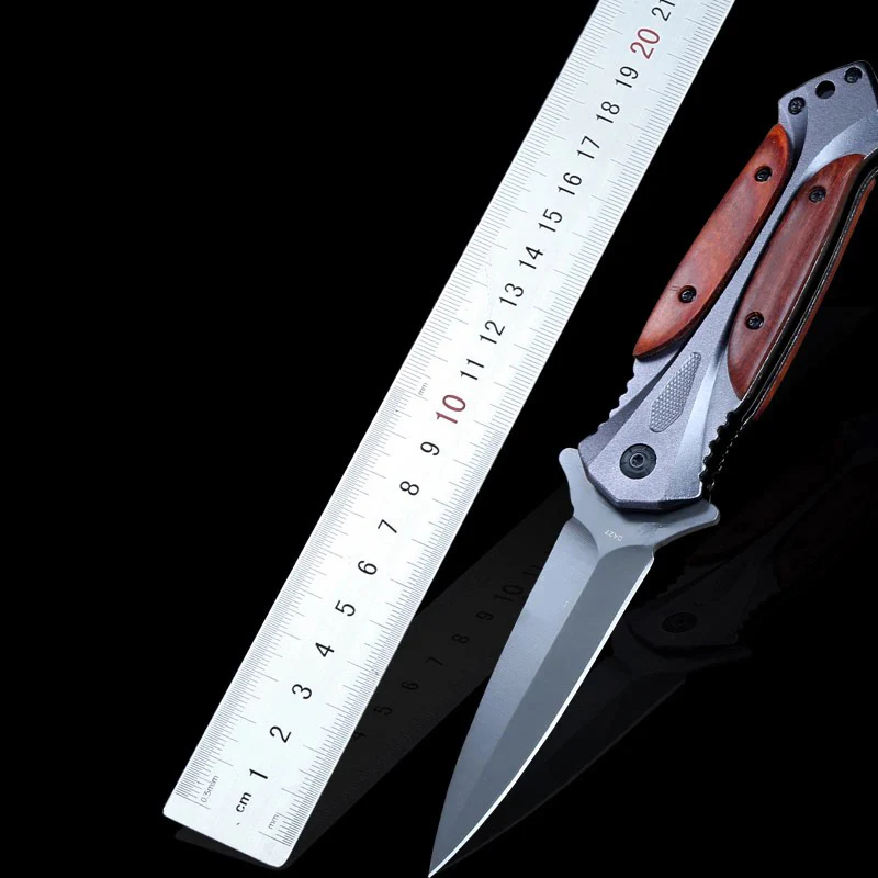 BM Wooden Handle Folding Knife Outdoor Camping Pocket Knives - Image 8