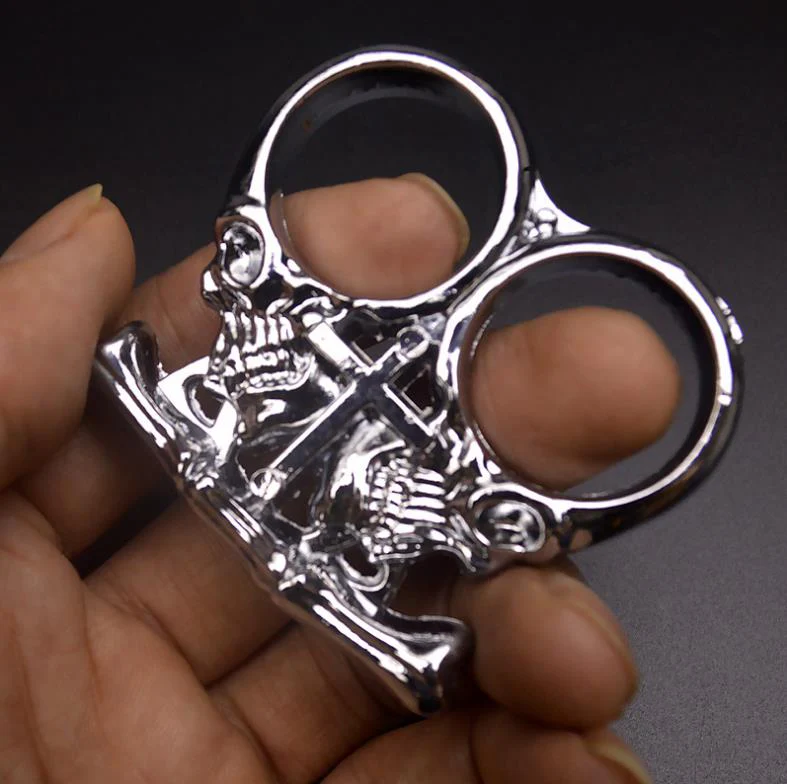 Chaos - Solid Brass Knuckles Duster Two Fingers For Self Defense Window Breaker EDC Supplies - Image 3