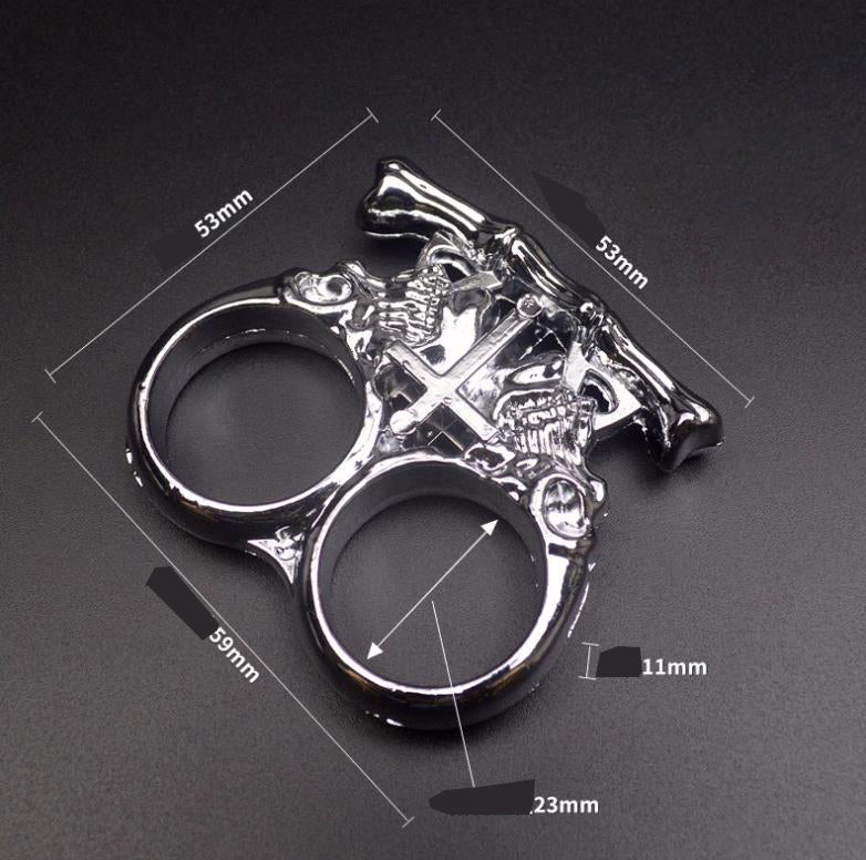 Chaos - Solid Brass Knuckles Duster Two Fingers For Self Defense Window Breaker EDC Supplies - Image 5