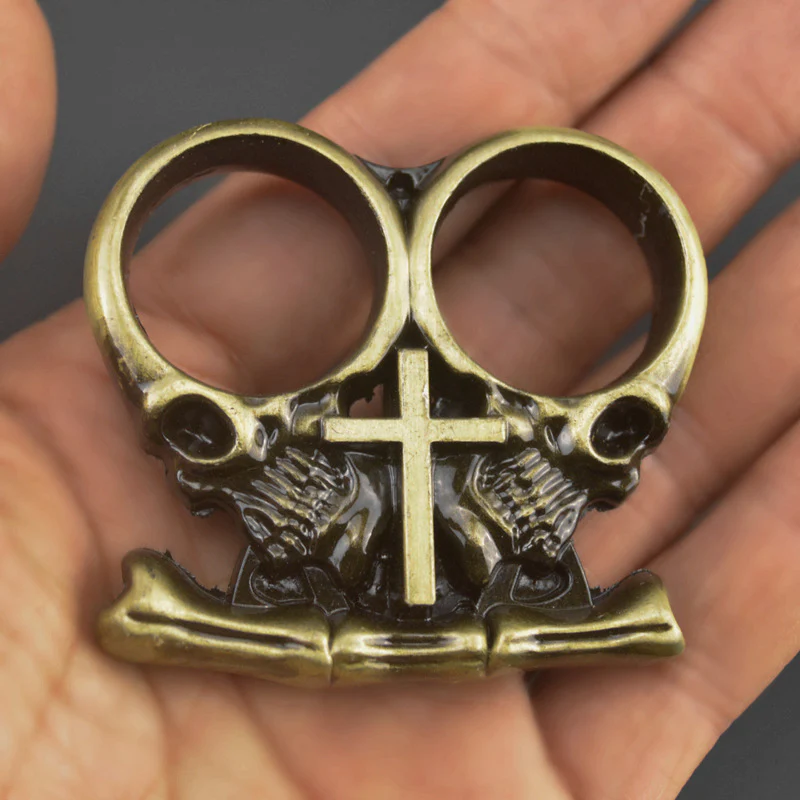 Chaos - Solid Brass Knuckles Duster Two Fingers For Self Defense Window Breaker EDC Supplies - Image 6