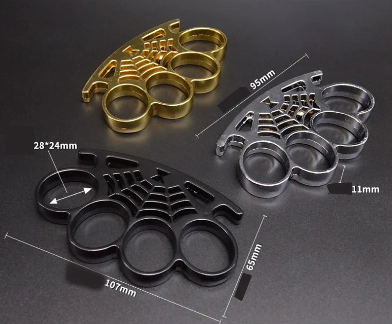Cobweb Metal Brass Knuckle Duster Fitness Combat Training Self-defense Boxing Buckle Outdoor Boxing Broken Window - Image 4