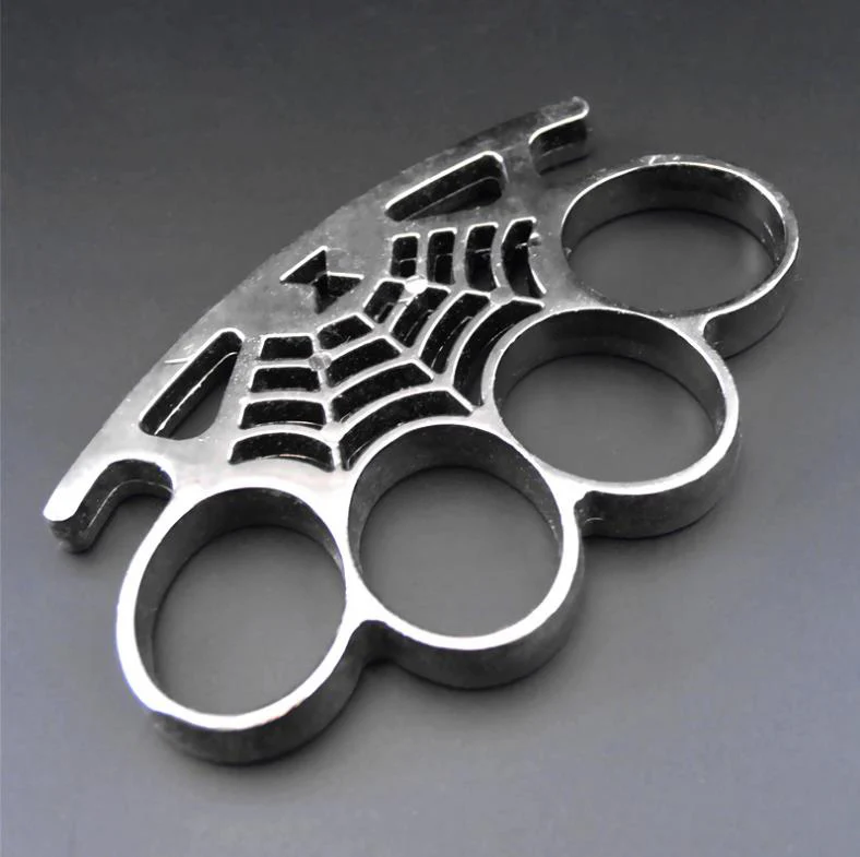 Cobweb Metal Brass Knuckle Duster Fitness Combat Training Self-defense Boxing Buckle Outdoor Boxing Broken Window - Image 5