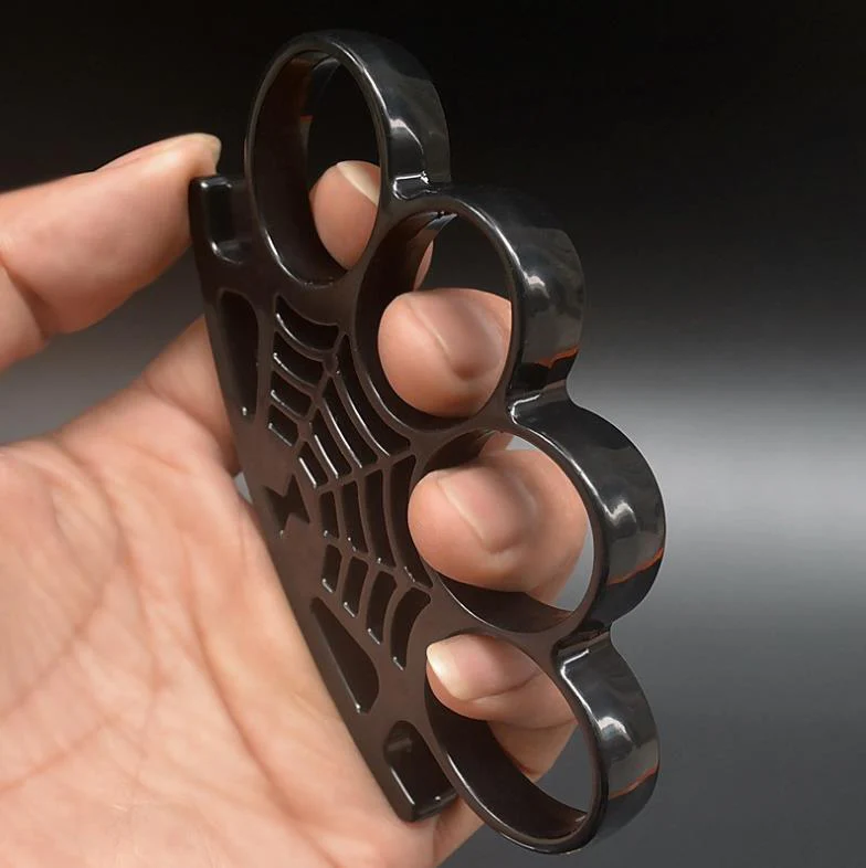 Cobweb Metal Brass Knuckle Duster Fitness Combat Training Self-defense Boxing Buckle Outdoor Boxing Broken Window - Image 6