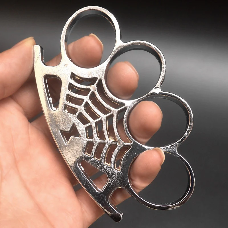 Cobweb Metal Brass Knuckle Duster Fitness Combat Training Self-defense Boxing Buckle Outdoor Boxing Broken Window - Image 8