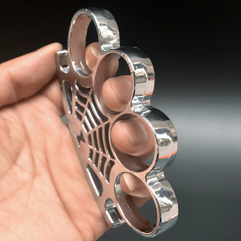 Cobweb Metal Brass Knuckle Duster Fitness Combat Training Self-defense Boxing Buckle Outdoor Boxing Broken Window - Image 9
