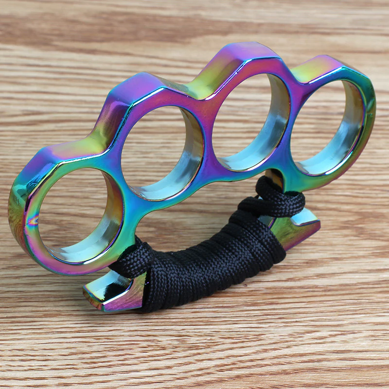 Dazzle Colorful Thickened Metal Knuckle Duster Finger Clasp Defense Boxing Broken Window Tool Boxing Guards - Image 2