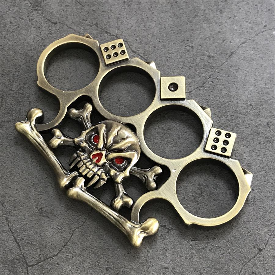 Dice Skull Brass Knuckle Duster Broken Window EDC Tool - Image 2