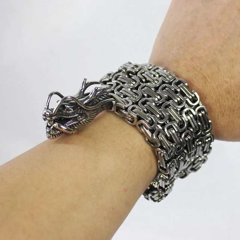 Dragon Head Two Color Steel Defense Bracelet Jewelry Decoration - Image 3