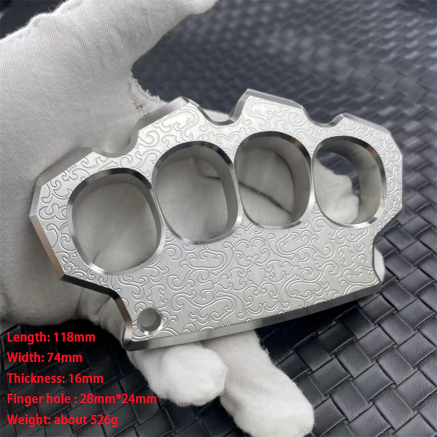 Engraved Pattern Knuckle Duster Sturdy Steel EDC Tool - Image 14