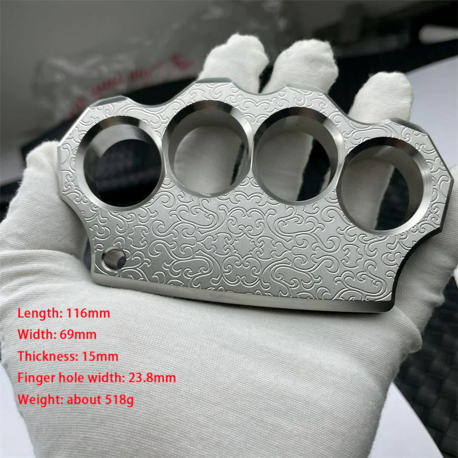 Engraved Pattern Knuckle Duster Sturdy Steel EDC Tool - Image 15