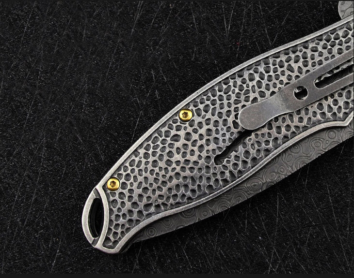 Female God of War-Embossed Handle Folding Knife Outdoor Camping Hunting Pocket EDC Tool - Image 11