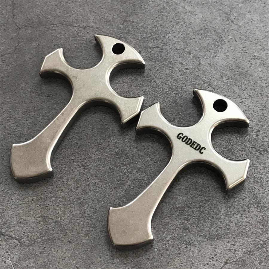 GODEDC Titanium Cross Knuckle Self Defense Necklace Decoration - Image 3