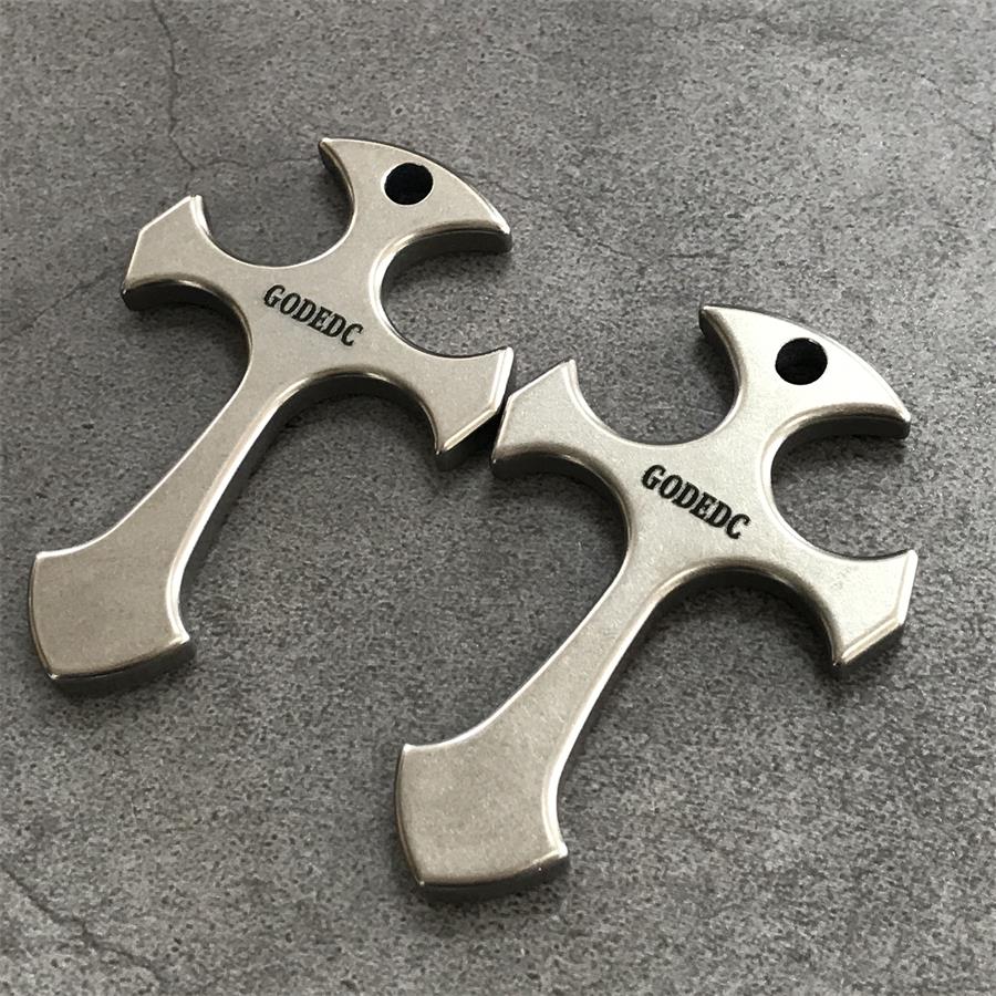 GODEDC Titanium Cross Knuckle Self Defense Necklace Decoration - Image 4