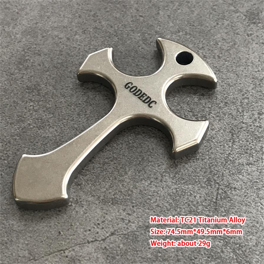 GODEDC Titanium Cross Knuckle Self Defense Necklace Decoration - Image 8
