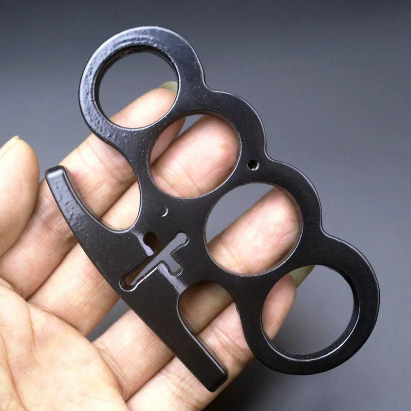 Brass Knuckles Duster Four-finger Ring Fist Buckle Cross Combat Outdoor Defense Four-finger Boxing Glove Hand Buckle EDC Pocket Tool - Image 4