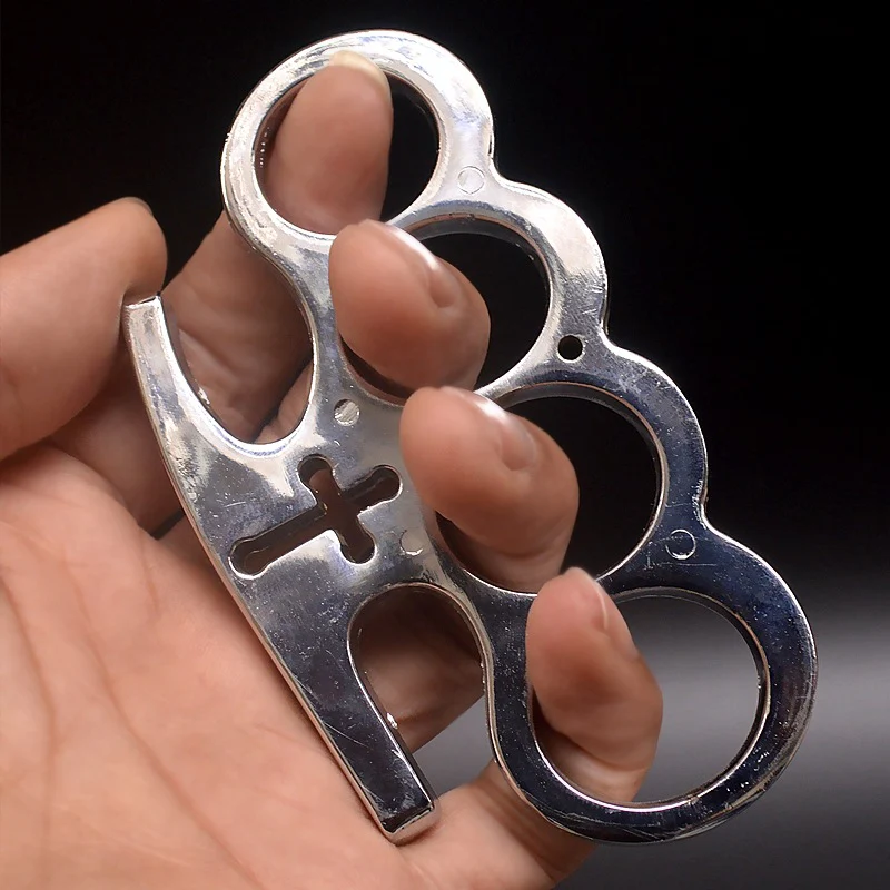 Brass Knuckles Duster Four-finger Ring Fist Buckle Cross Combat Outdoor Defense Four-finger Boxing Glove Hand Buckle EDC Pocket Tool - Image 5