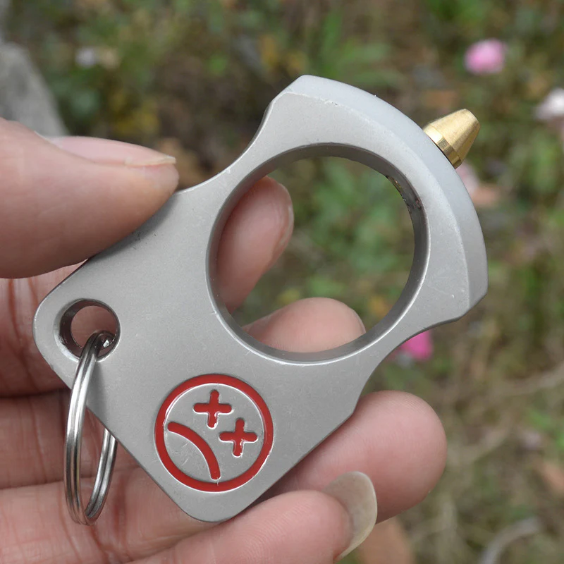 Knuckle duster Smiley Single Finger Spiked brass knuckles Self Defense Real - Image 4