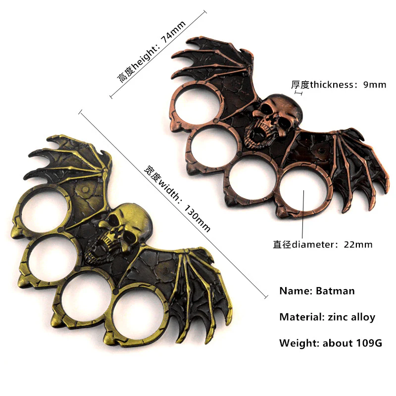 Large Bat Knuckle Duster Four Fingers Tiger Fist Ring Hand Buckle Outdoor Defense Gloves Combat Broken Windows EDC Tools - Image 2