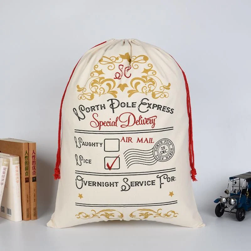 Large Organic Heavy Canvas Bag Christmas Gift Cotton Environmental Protection Drawstring Bagss - Image 10