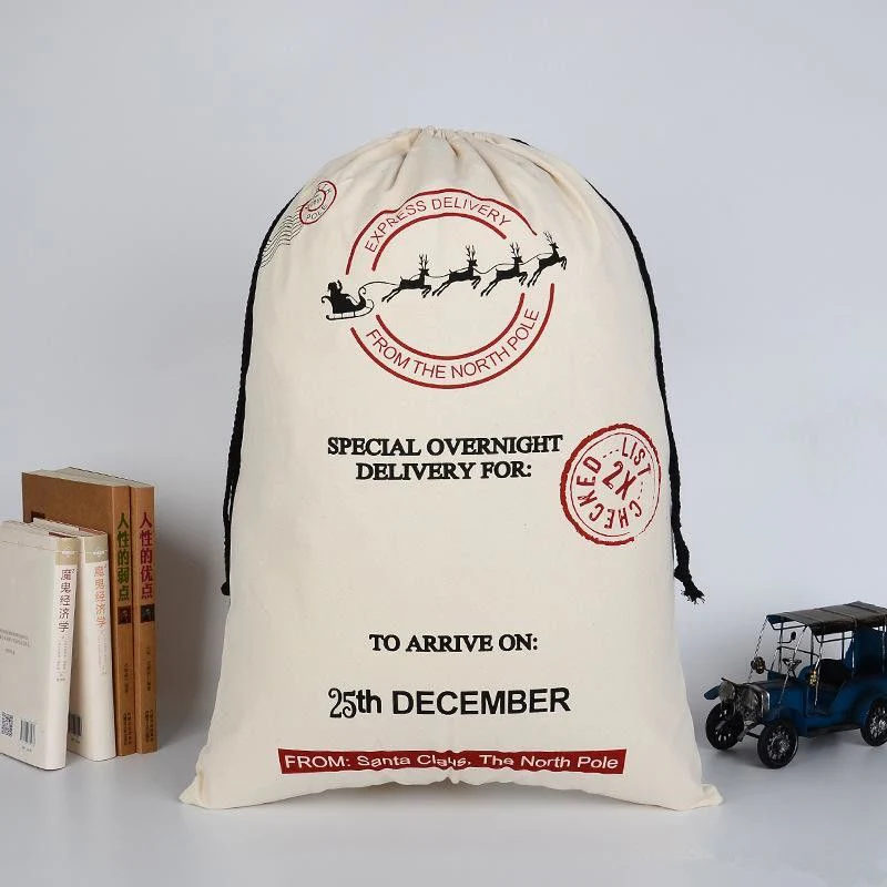 Large Organic Heavy Canvas Bag Christmas Gift Cotton Environmental Protection Drawstring Bagss - Image 12