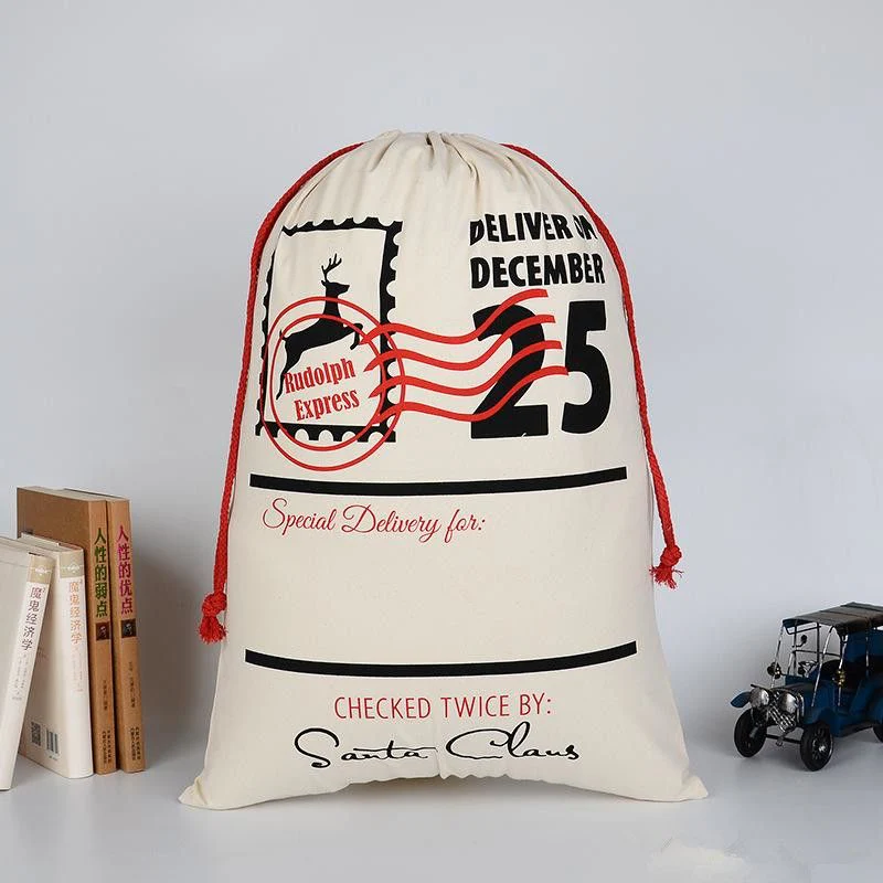 Large Organic Heavy Canvas Bag Christmas Gift Cotton Environmental Protection Drawstring Bagss - Image 16
