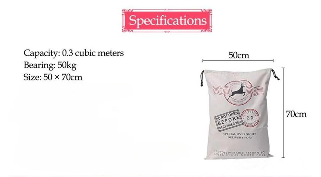 Large Organic Heavy Canvas Bag Christmas Gift Cotton Environmental Protection Drawstring Bagss - Image 6