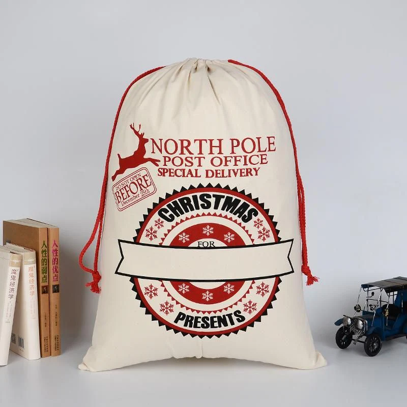 Large Organic Heavy Canvas Bag Christmas Gift Cotton Environmental Protection Drawstring Bagss - Image 8