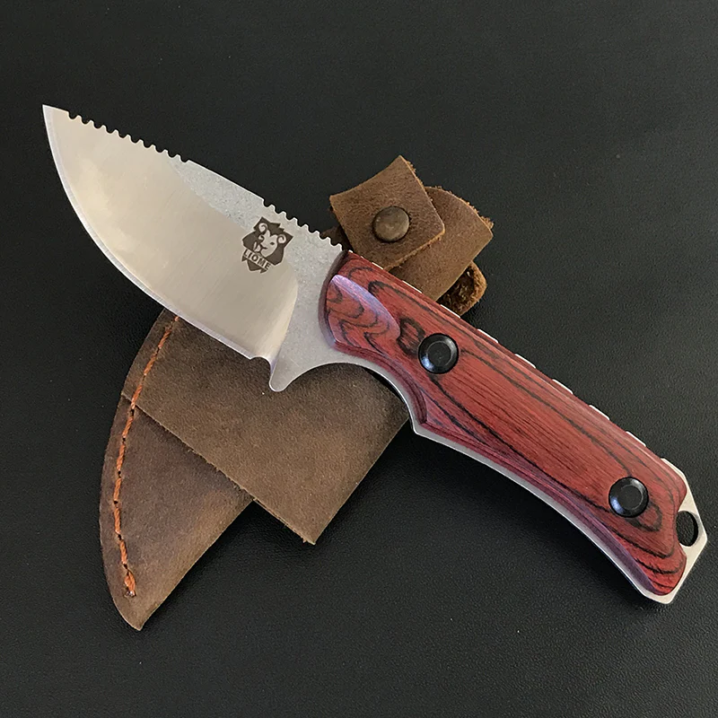 Liome 15017 Fixed Blade Knife Wooden Handle Camping Tactical Fishing Hunting Straight Knives Pocket EDC Security Defense Tool - Image 3