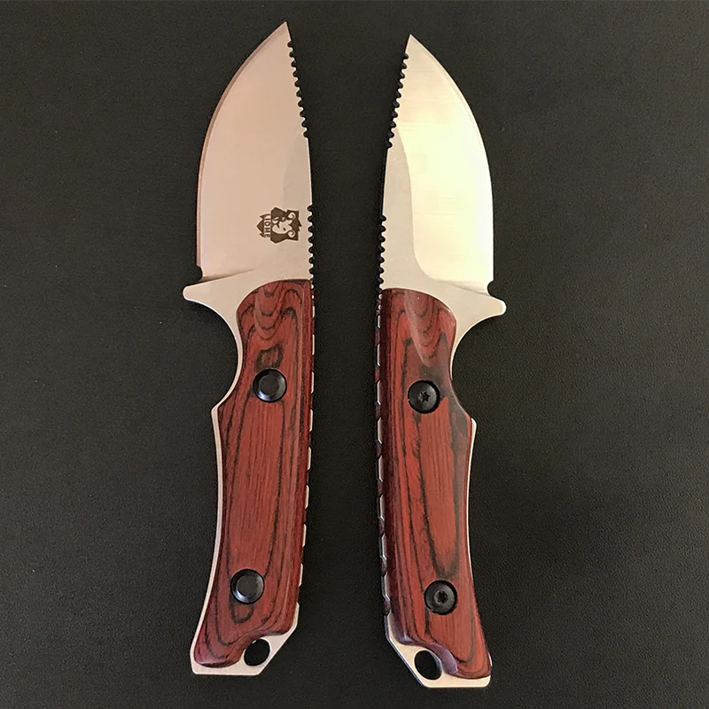 Liome 15017 Fixed Blade Knife Wooden Handle Camping Tactical Fishing Hunting Straight Knives Pocket EDC Security Defense Tool - Image 5