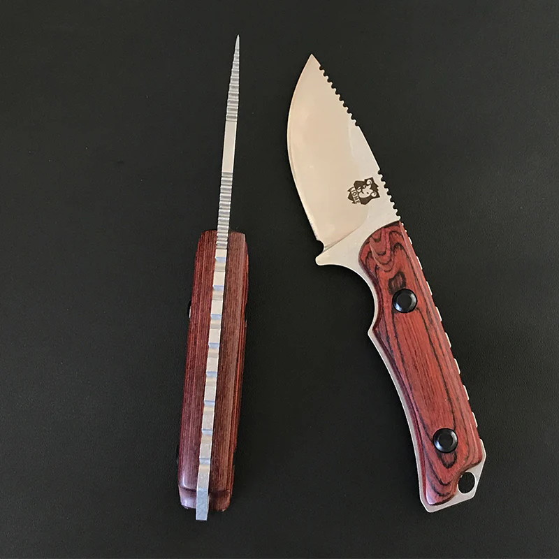 Liome 15017 Fixed Blade Knife Wooden Handle Camping Tactical Fishing Hunting Straight Knives Pocket EDC Security Defense Tool - Image 7