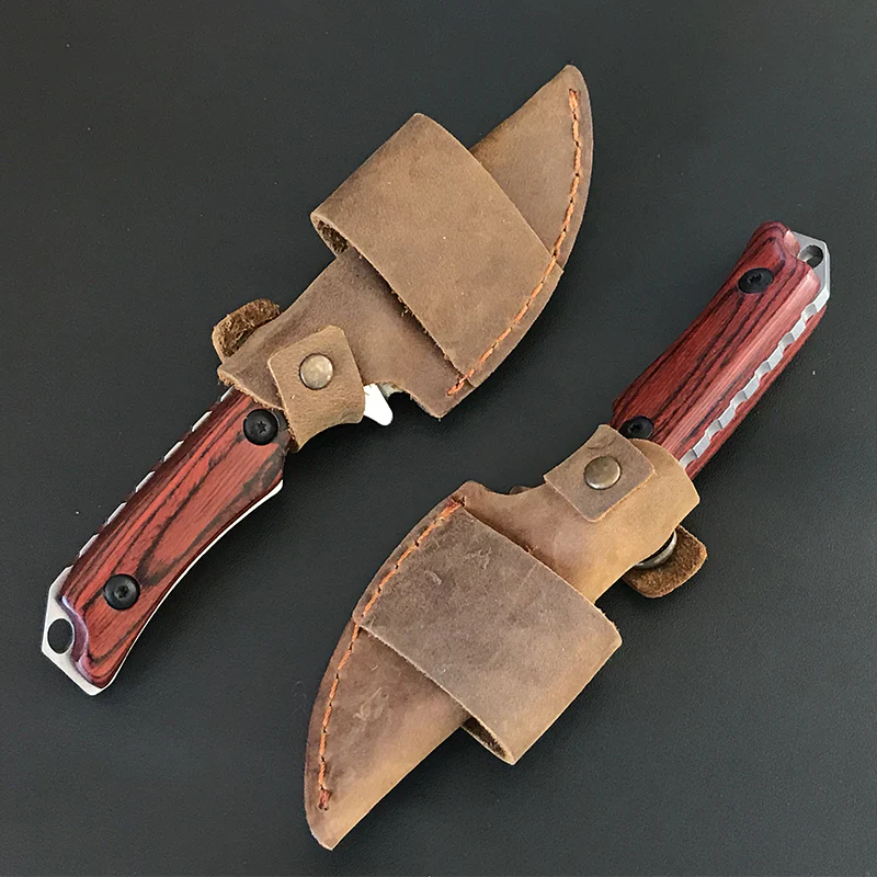 Liome 15017 Fixed Blade Knife Wooden Handle Camping Tactical Fishing Hunting Straight Knives Pocket EDC Security Defense Tool - Image 8