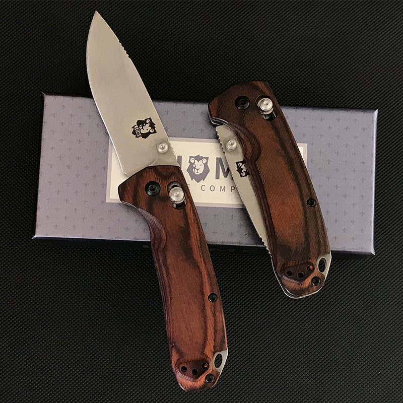 Liome 15031 Tactical Folding Knife Wooden Handle Stone Wash Blade Outdoor Camping Survival Safe Life-saving Pocket Knives - Image 3