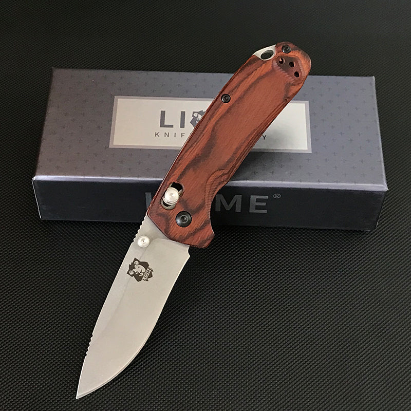 Liome 15031 Tactical Folding Knife Wooden Handle Stone Wash Blade Outdoor Camping Survival Safe Life-saving Pocket Knives - Image 7