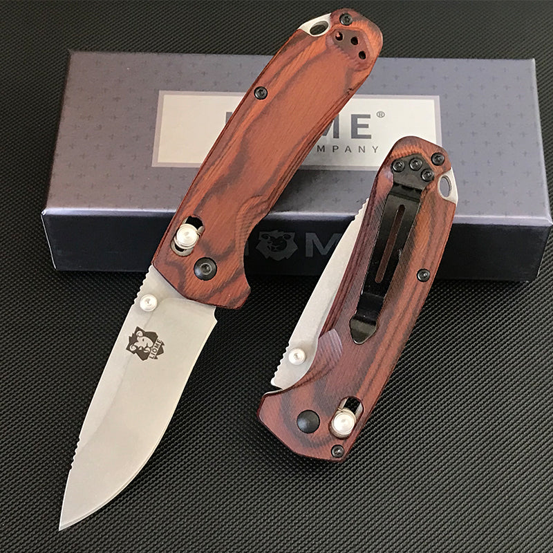 Liome 15031 Tactical Folding Knife Wooden Handle Stone Wash Blade Outdoor Camping Survival Safe Life-saving Pocket Knives - Image 8
