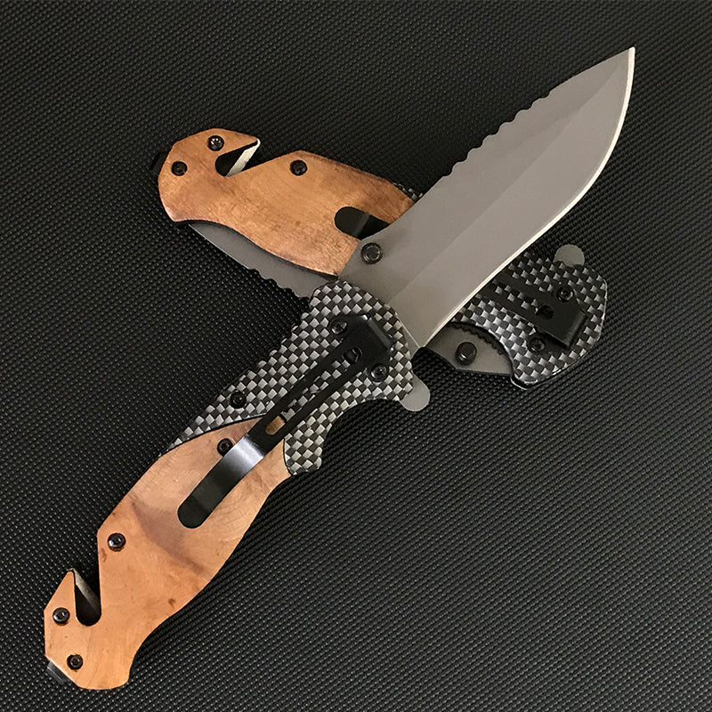 Liome X50 Pocket Knives Outdoor Multifunctional Tactical Folding Knife Wooden Handle Camping Survival Safe Life-saving EDC Tool - Image 3