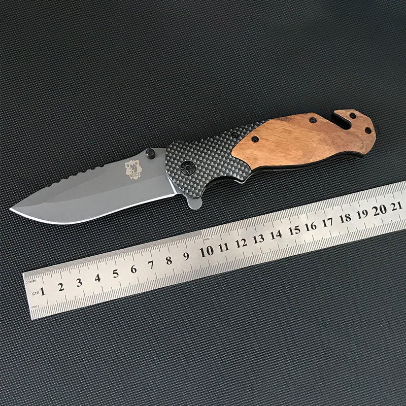 Liome X50 Pocket Knives Outdoor Multifunctional Tactical Folding Knife Wooden Handle Camping Survival Safe Life-saving EDC Tool - Image 4