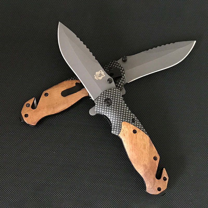 Liome X50 Pocket Knives Outdoor Multifunctional Tactical Folding Knife Wooden Handle Camping Survival Safe Life-saving EDC Tool - Image 5