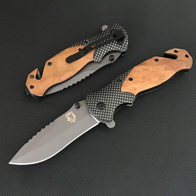 Liome X50 Pocket Knives Outdoor Multifunctional Tactical Folding Knife Wooden Handle Camping Survival Safe Life-saving EDC Tool - Image 7