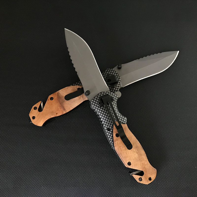 Liome X50 Pocket Knives Outdoor Multifunctional Tactical Folding Knife Wooden Handle Camping Survival Safe Life-saving EDC Tool - Image 8