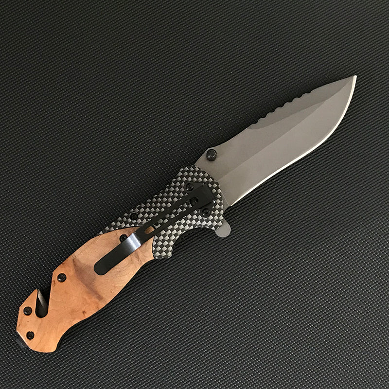 Liome X50 Pocket Knives Outdoor Multifunctional Tactical Folding Knife Wooden Handle Camping Survival Safe Life-saving EDC Tool - Image 9