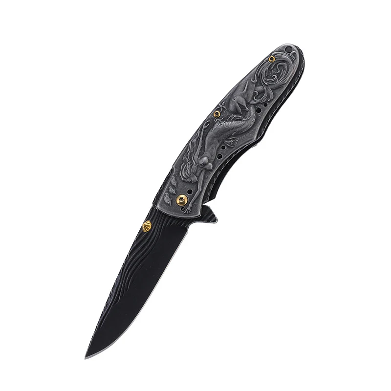 Mermaid-Embossed Handle Folding Knife Outdoor Camping Hunting Pocket EDC Tool - Image 6